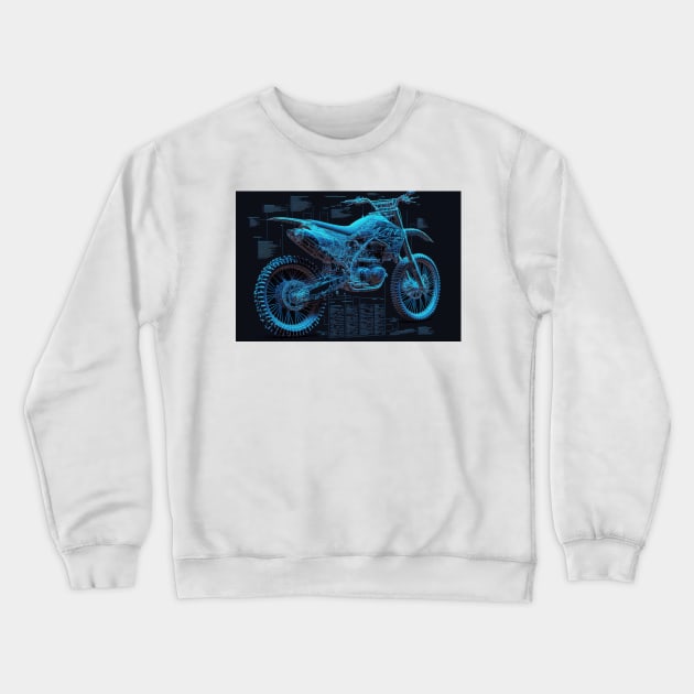 Dirt bike - cool blueprint style Crewneck Sweatshirt by KoolArtDistrict